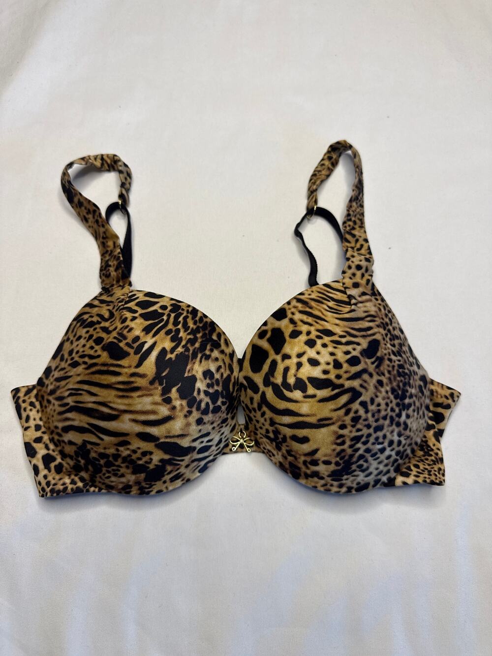 Victoria's Secret Plunge Push-Up Bra Animal Print Cheetah Leopard 32C